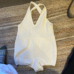 Free people cream crochet romper